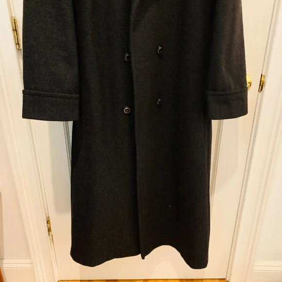 Vintage Jofeld Black Wool Double Breasted Long Dress Coat Size 14 Petite - Picture 4 of 16